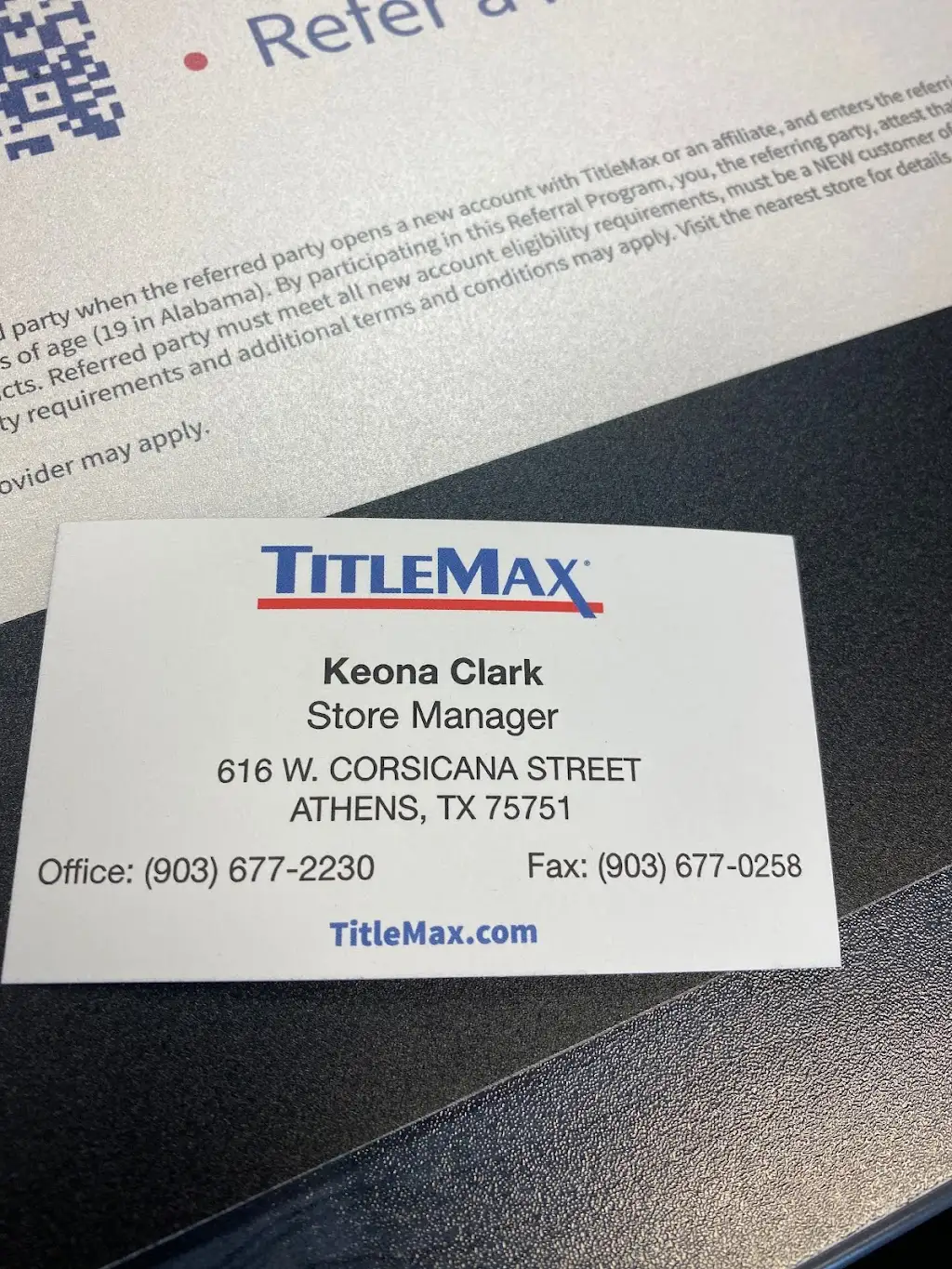 616V1197K82224OH 616 W Corsicana St Athens TX 75751 USA TitleMax Title Loans