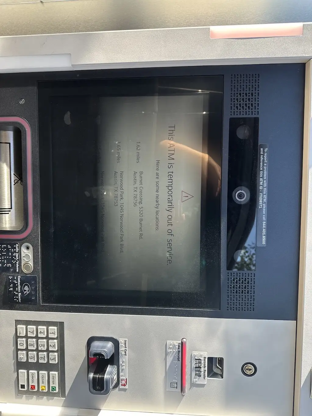 811T1961X39917QT 5777 12 Airport Blvd Austin TX 78752 USA Bank of America ATM Drive thru