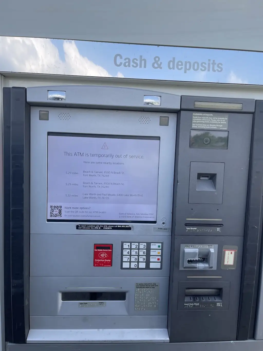 939X3989C75923QO 1029 N Saginaw Blvd Saginaw TX 76179 USA Bank of America ATM Drive thru